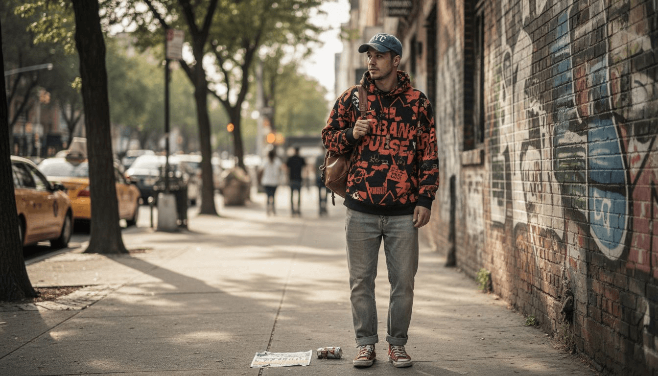 Urban youth in authentic streetwear outfit