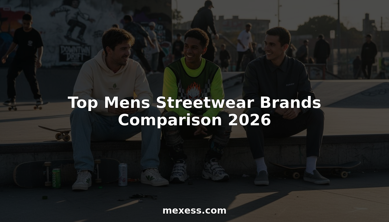 Men modeling different 2026 streetwear brands outdoors