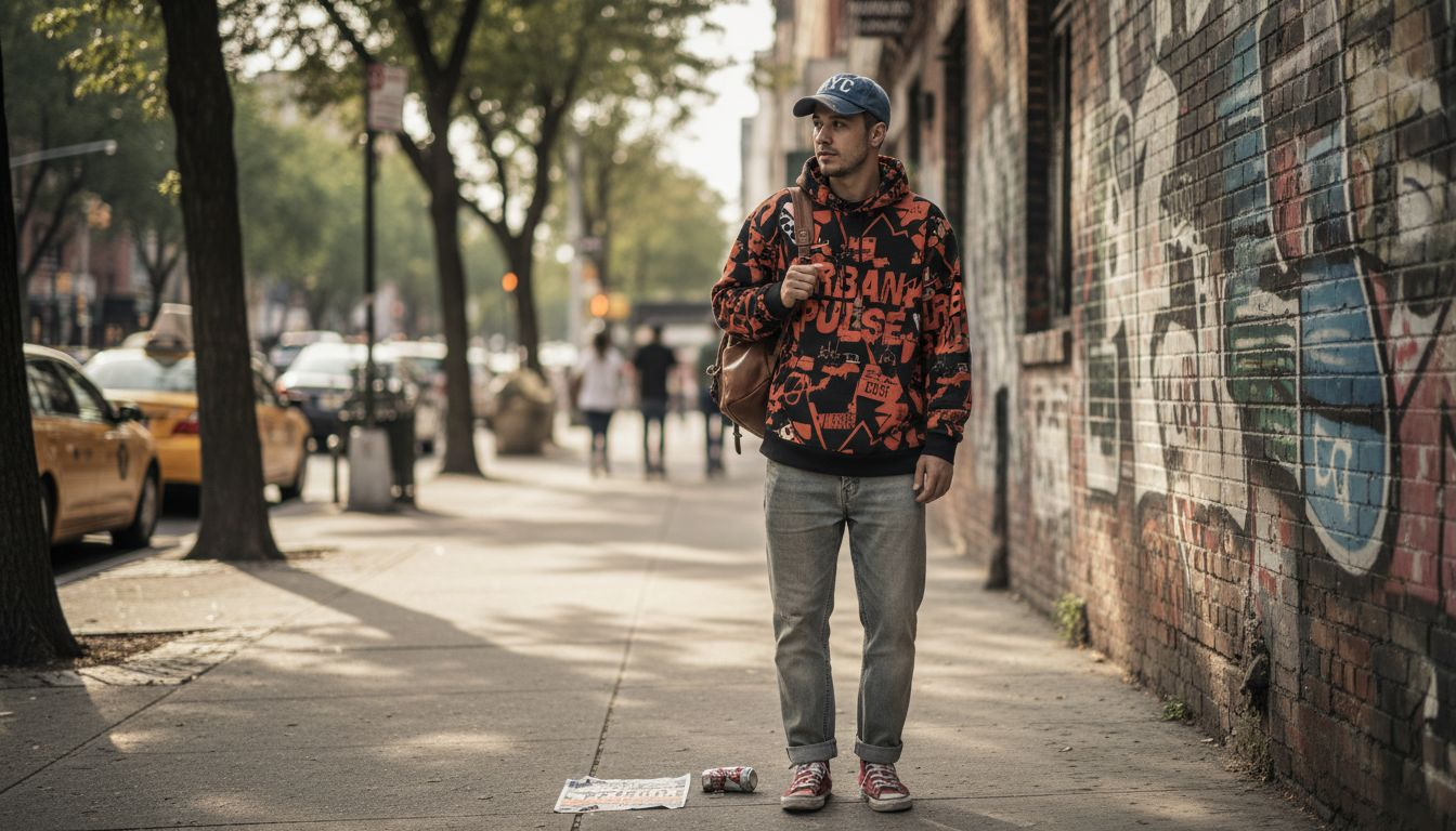 Urban youth in authentic streetwear outfit