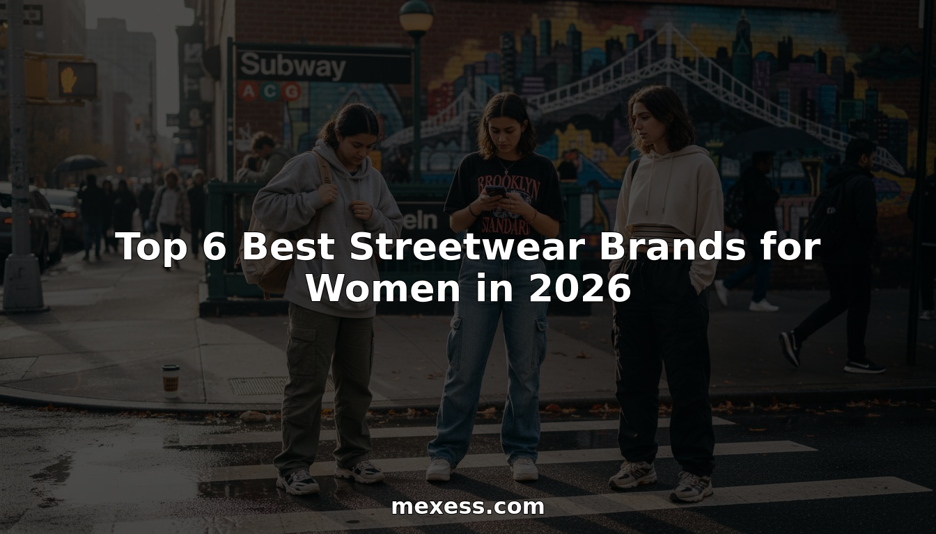 Women in stylish streetwear at city crosswalk