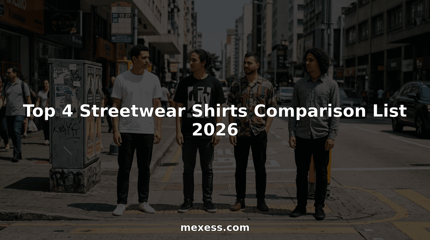 Four people wearing top streetwear shirts in city