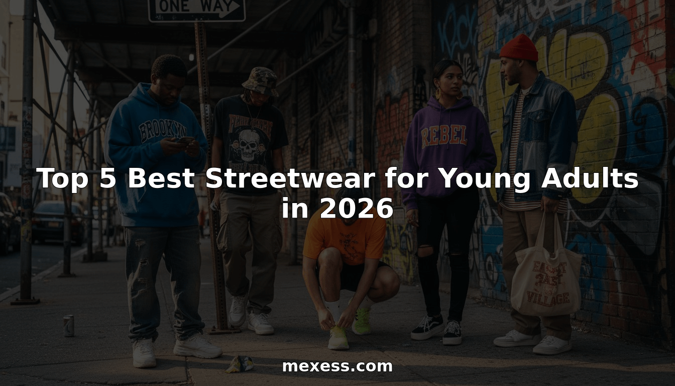 Five young adults wearing urban streetwear styles
