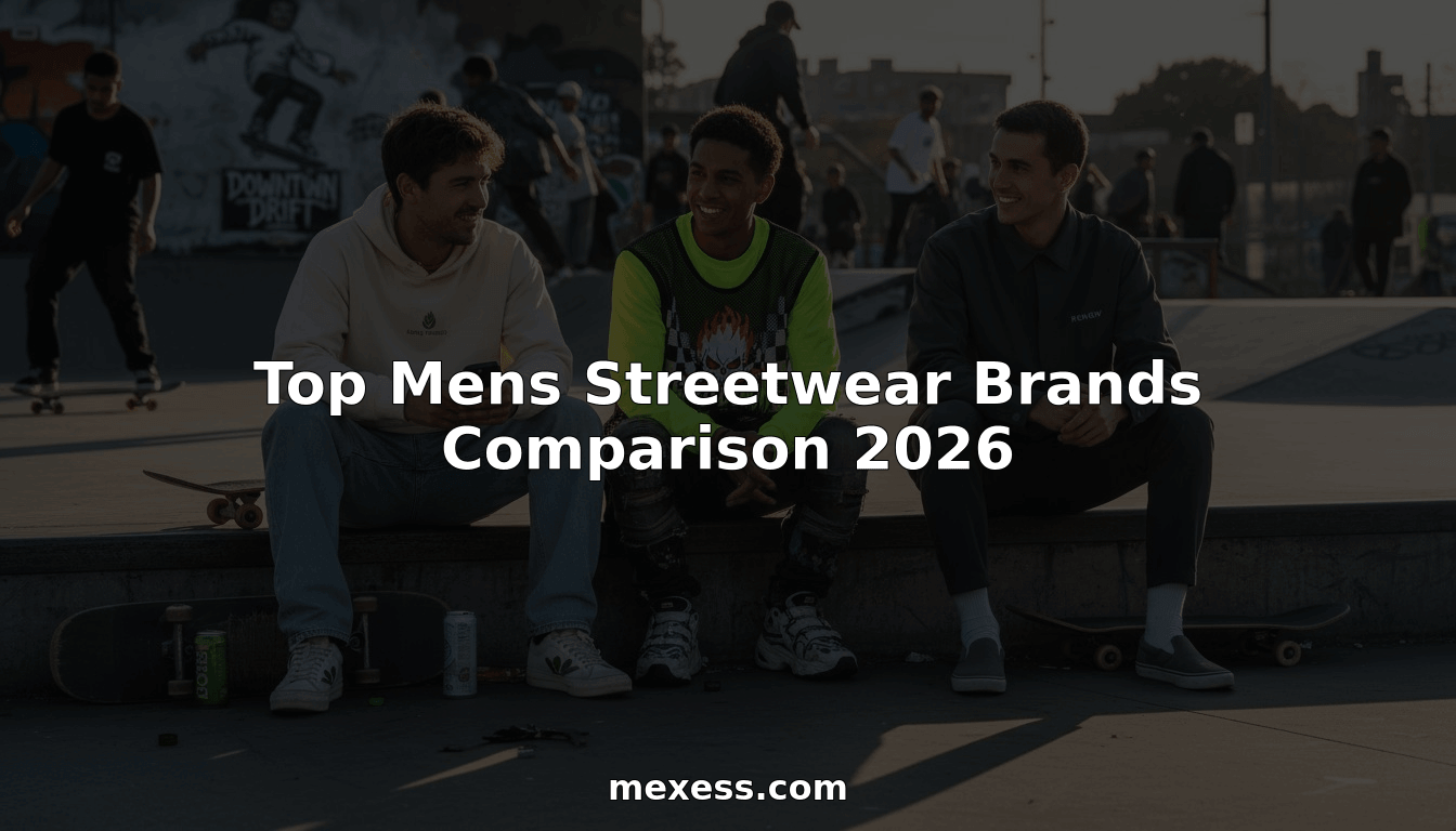 Men modeling different 2026 streetwear brands outdoors