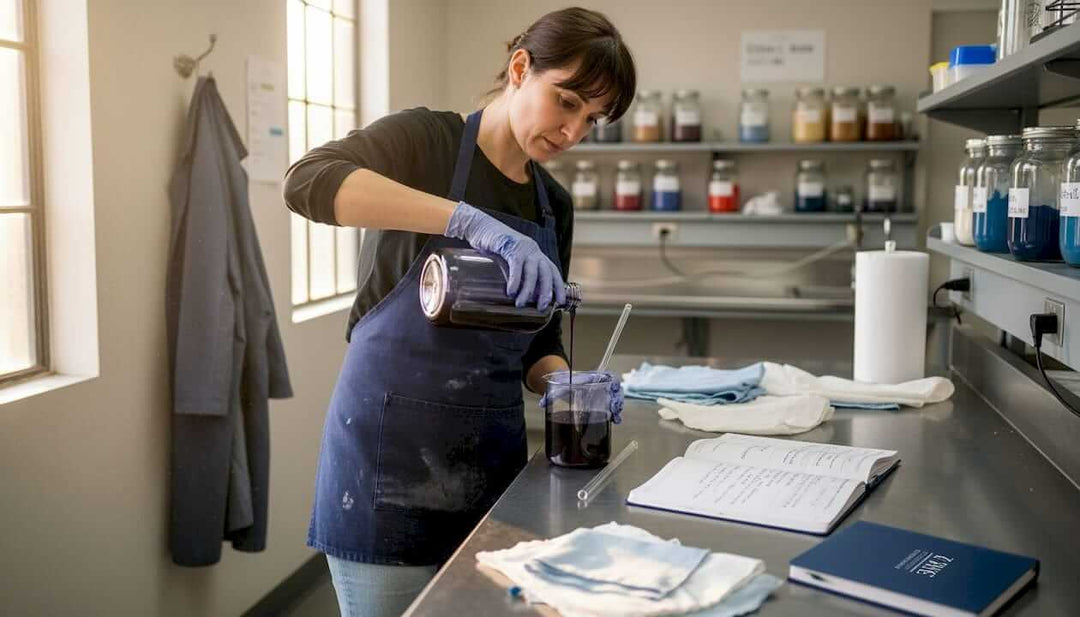 Lab technician preparing eco-friendly dye