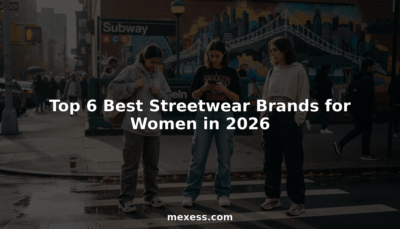 Women in stylish streetwear at city crosswalk