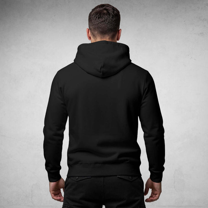 Alt Tag: streetwear hoodie Iconic Streetwear Hoodie DR048 black MEXESS back view regular fit pullover with hood