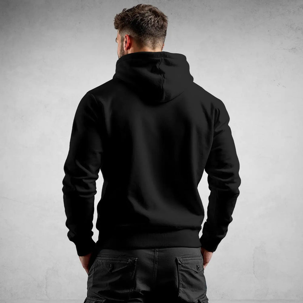 Alt Tag: streetwear hoodie Iconic Streetwear Hoodie DR086 black regular fit mens hoodie back view