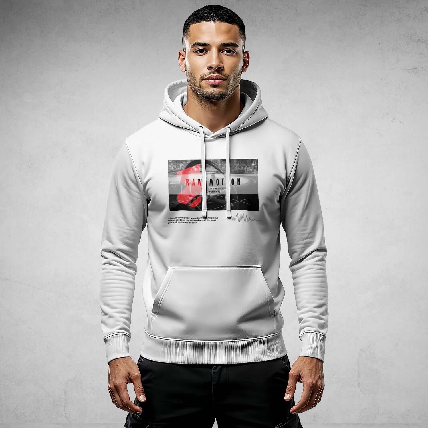 Men's streetwear hoodie DR708 with urban graphic design, made from organic cotton, offering comfort and style for everyday wear.