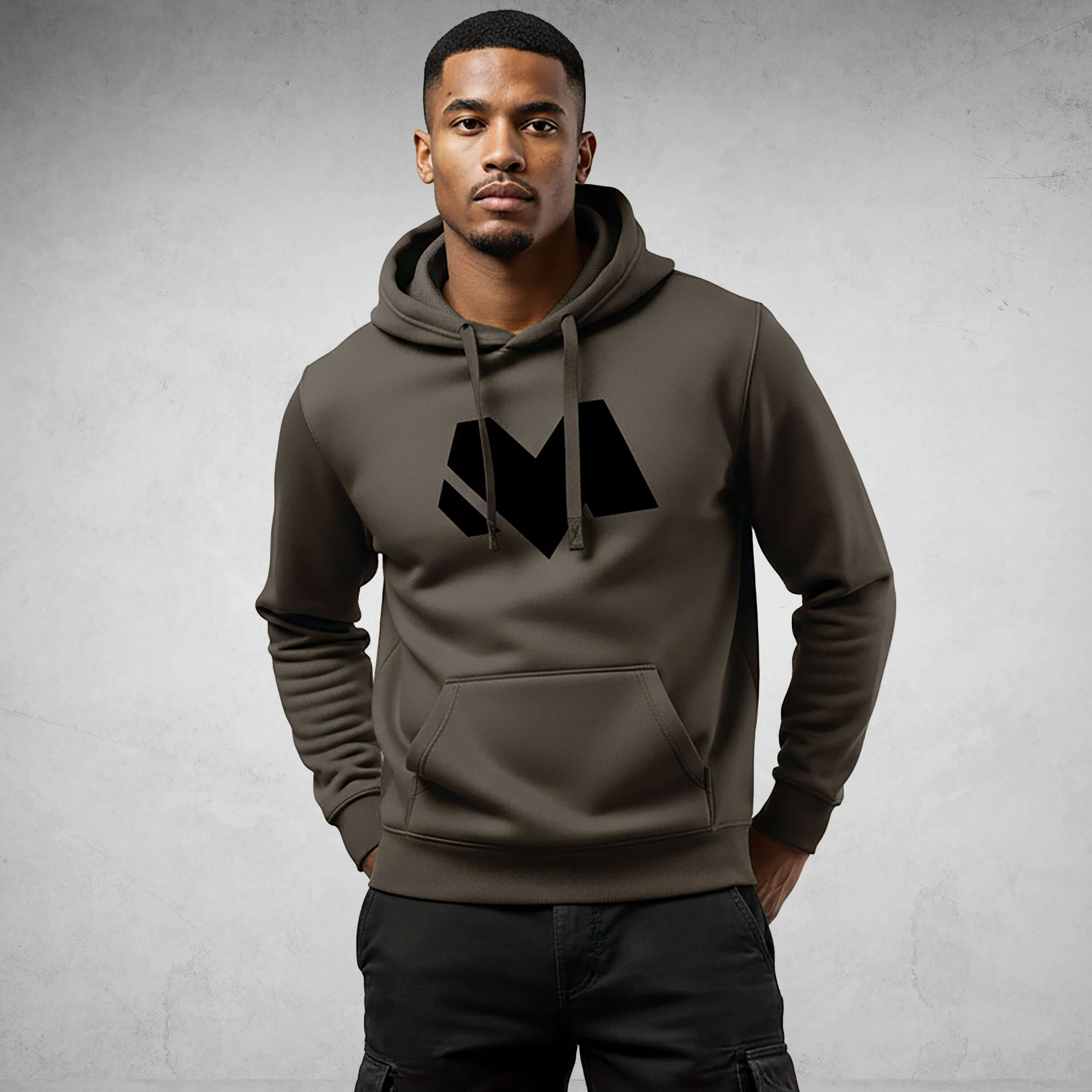 Model wearing Core Streetwear Hoodie DR680 in a stylish urban setting
