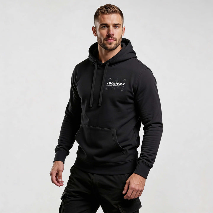 Man wearing Iconic Streetwear Hoodie DR719, made from 100% premium organic cotton for a soft, breathable, and durable streetwear hoodie look.