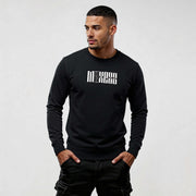Man wearing iconic streetwear sweatshirt RO720 with MEXESS logo, showcasing minimalistic urban style in black.