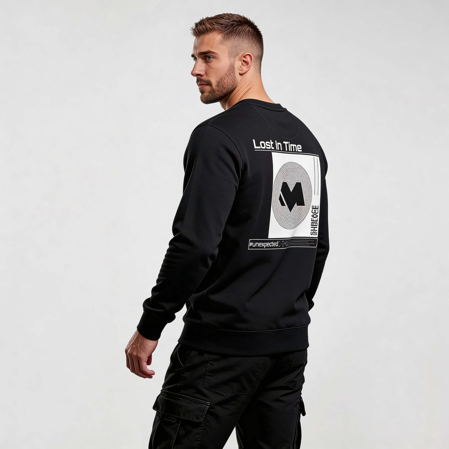 streetwear sweatshirt RO722 black organic cotton graphic back print MEXESS iconic streetwear sweatshirt for men