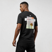 streetwear t-shirt Tamarindo Beach CR726 black graphic tee back view with palm tree print, premium organic cotton streetwear