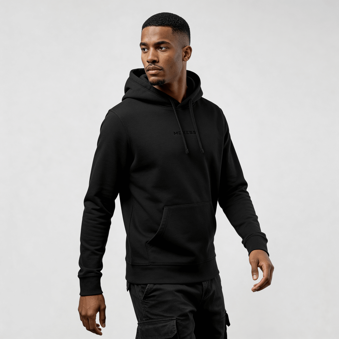 streetwear hoodie Core Streetwear Hoodie DR006 black men’s regular fit midweight pullover with subtle chest branding