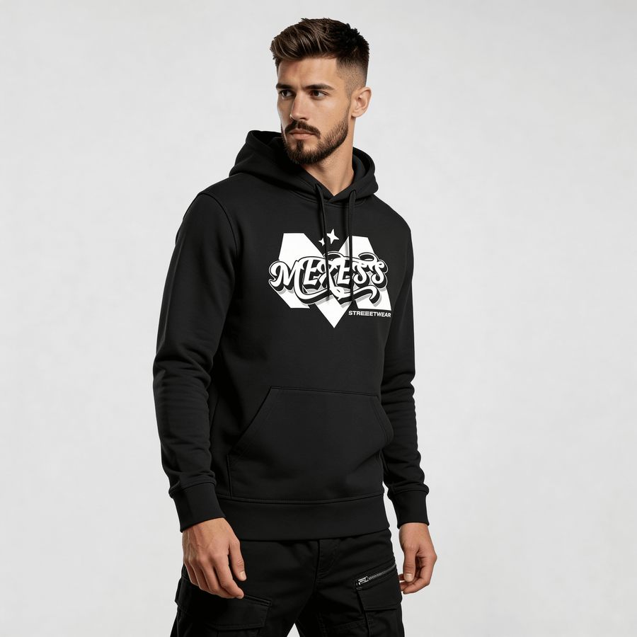 streetwear hoodie Iconic Streetwear Hoodie DR668 black MEXESS graphic logo mens regular fit pullover