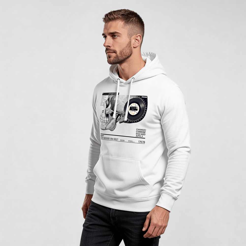 streetwear hoodie Iconic Streetwear Hoodie DR592 white regular fit with graphic print, premium urban minimalist design