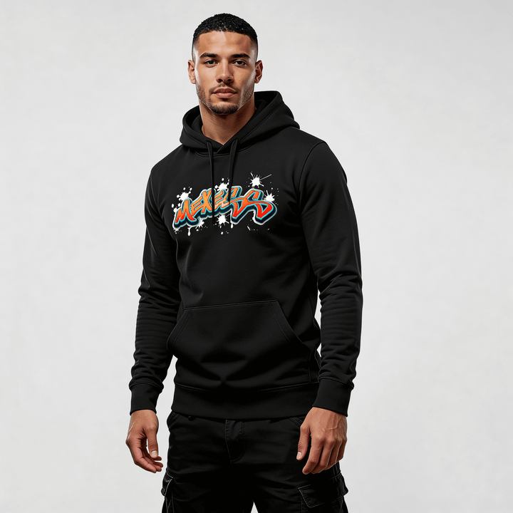 Alt Tag: streetwear hoodie Iconic Streetwear Hoodie DR608 black men&
