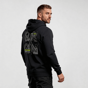 streetwear hoodie Iconic Streetwear Hoodie DR610 black MEXESS with bold back typography graphic, rear view