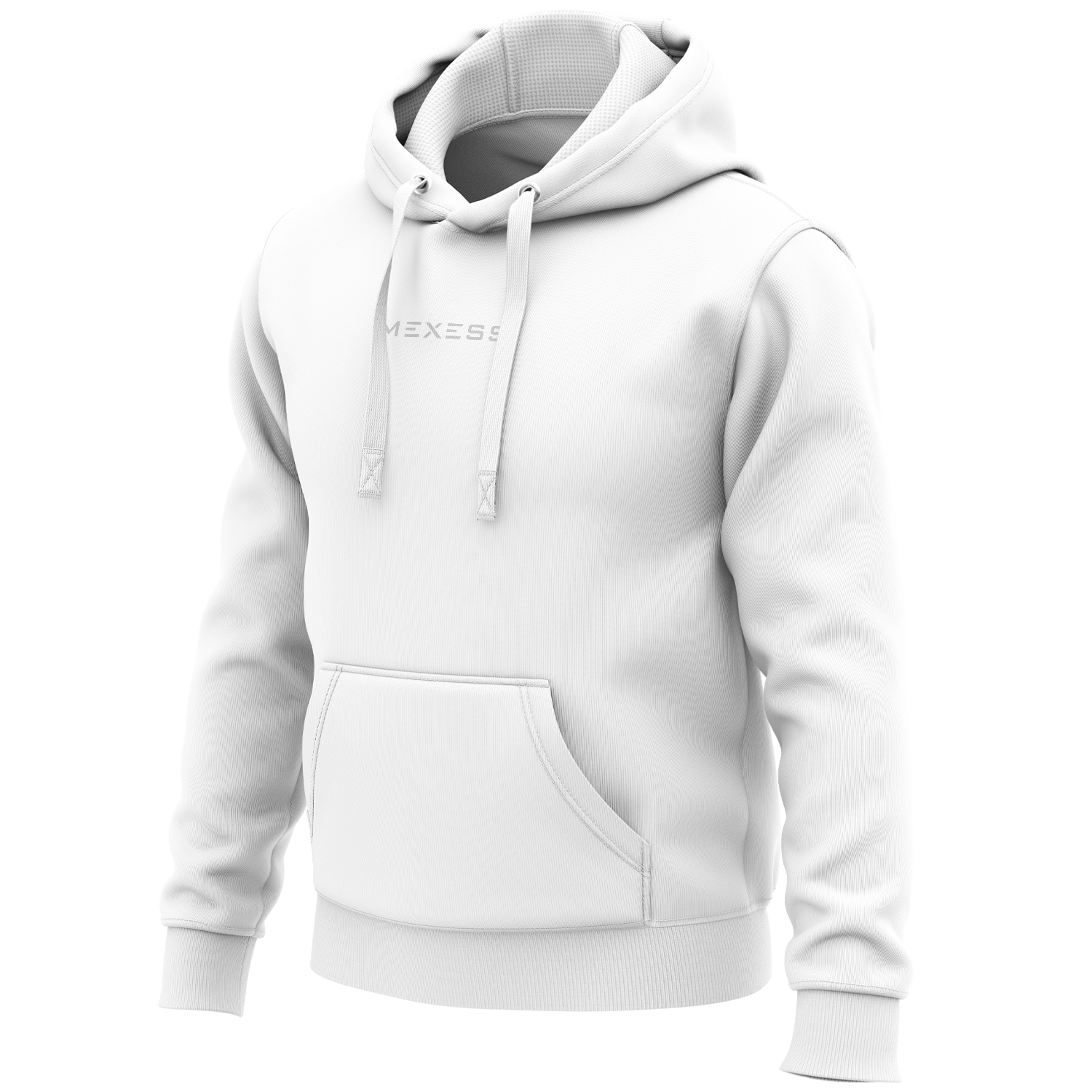 Alt Tag: streetwear hoodie Core Streetwear Hoodie DR007 by MEXESS, white midweight regular-fit pullover with drawstring hood and pouch pocket