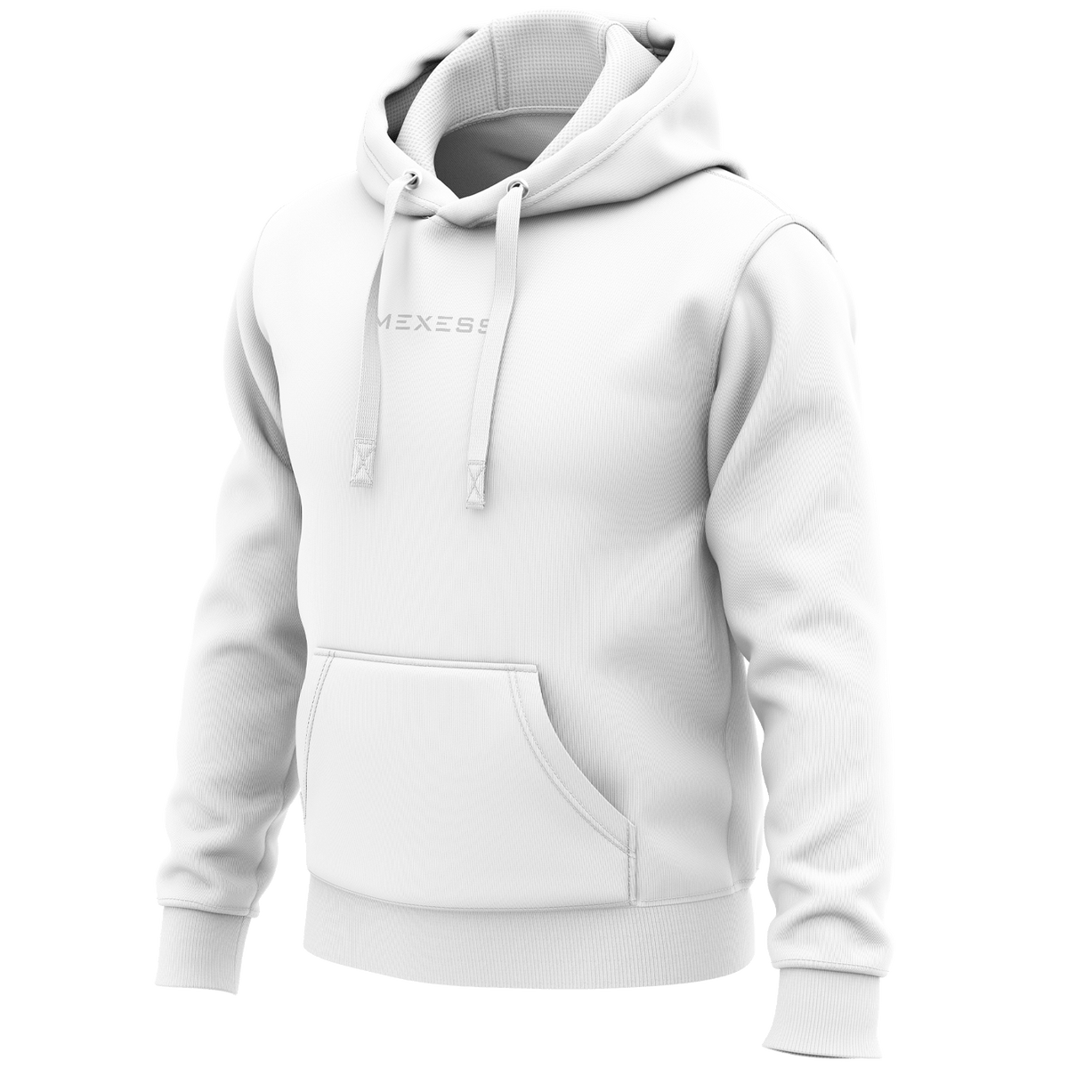 Alt Tag: streetwear hoodie Core Streetwear Hoodie DR007 by MEXESS, white midweight regular-fit pullover with drawstring hood and pouch pocket