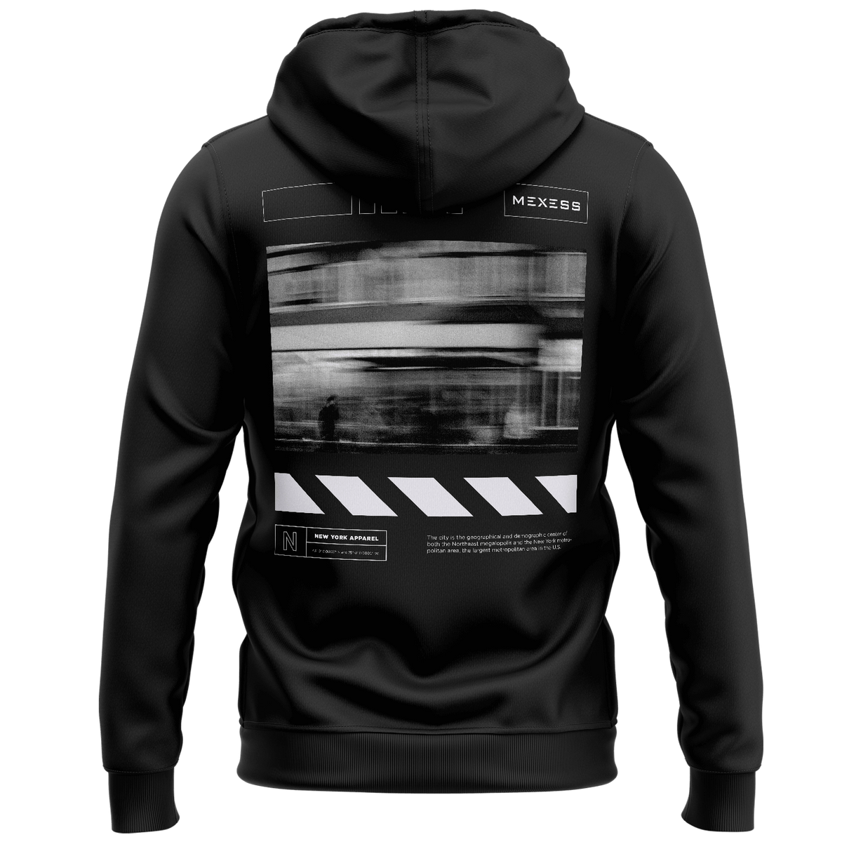 streetwear hoodie Iconic Streetwear Hoodie DR042 black regular-fit MEXESS with urban motion back graphic print