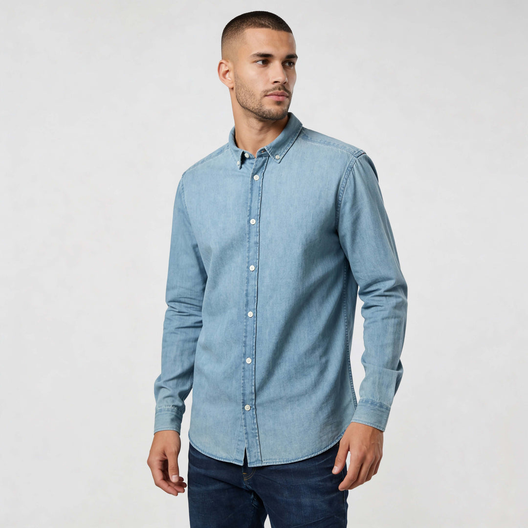 Τζιν πουκάμισο – Washed Minimal Essential