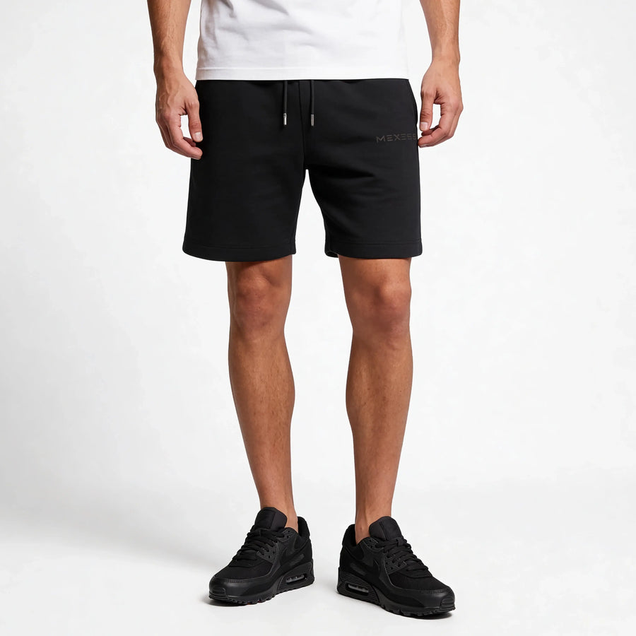 Fleece short met zwart logo