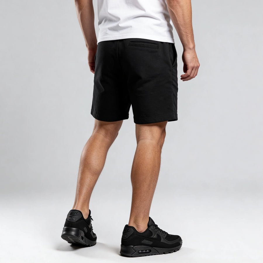 Fleece short met zwart logo